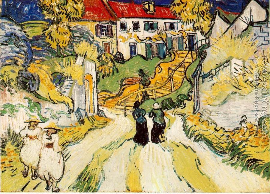 Vincent Van Gogh : Village Street and Stairs with Figures